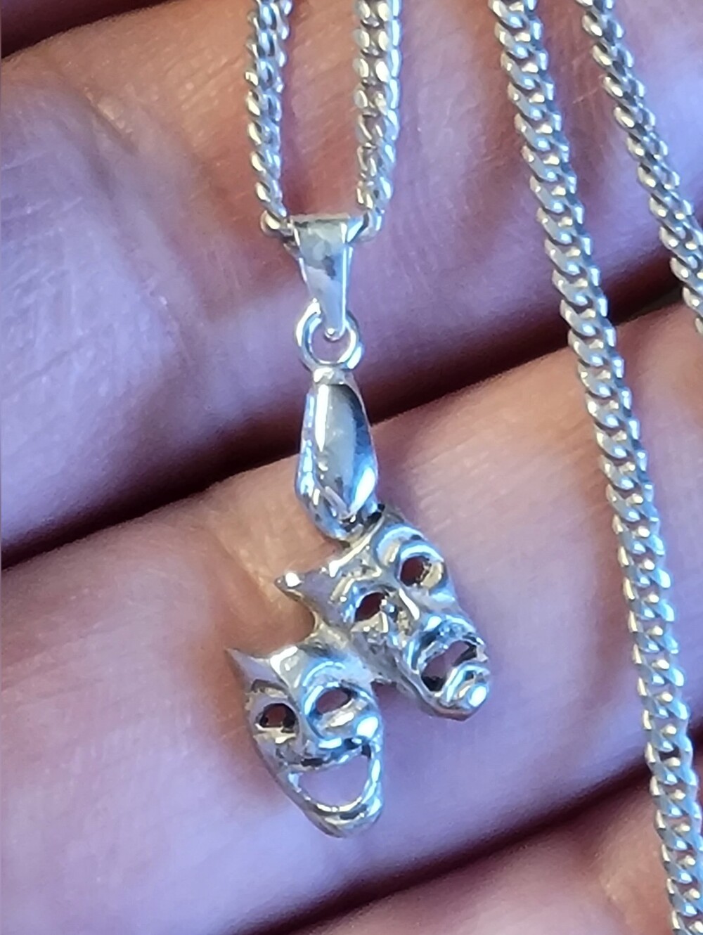 925 Sterling silver vintage drama mask Pendant